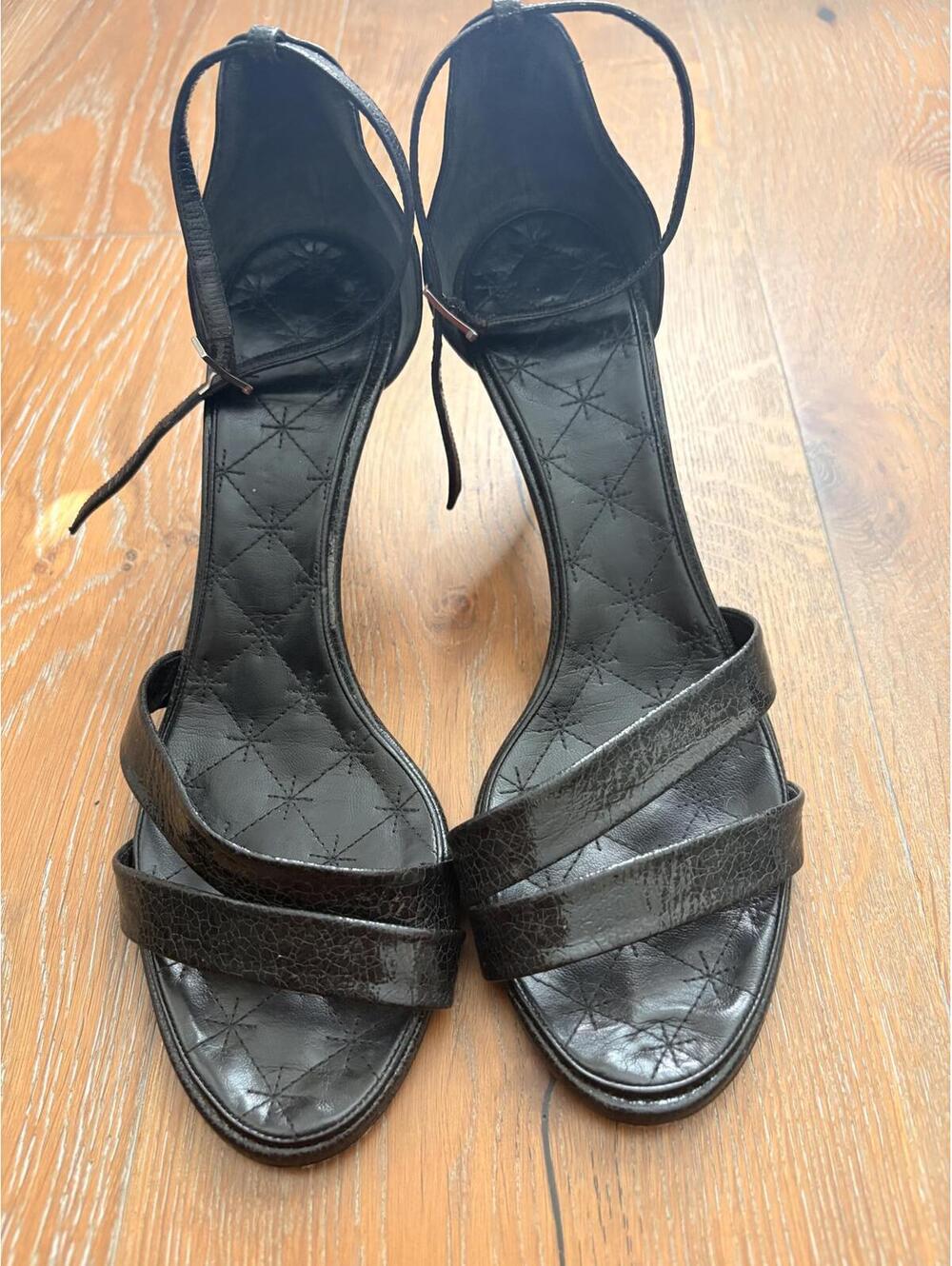 Chanel Black Leather Strappy Heeled Kitten Heel Size 40